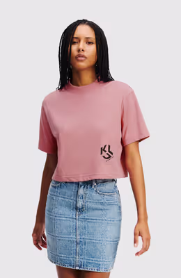 Klj Reg Cropped Monogram Tee