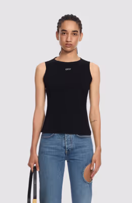 Off Stamp Rib Round Tank Top