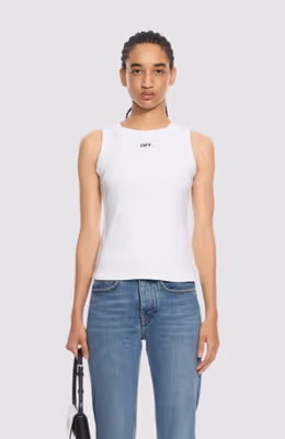 Off Stamp Rib Round Tank Top