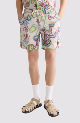 Printed midlength swim shorts