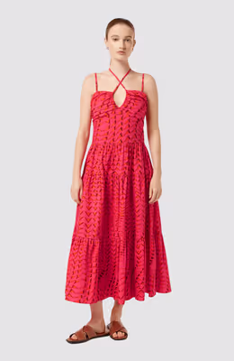 Cotton seersucker midi dress
