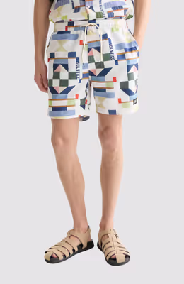 Printed midlength swim shorts