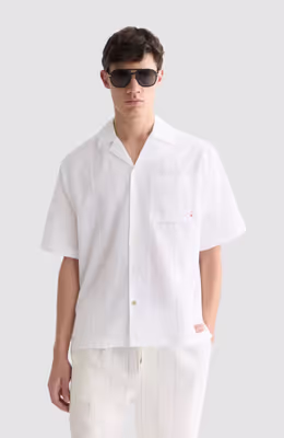 Embroidered structured relaxedfit shortsleeved shirt