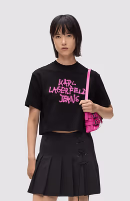 KLJ Reg Cropped Graffiti Tee