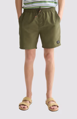 Solid midlength swim shorts