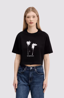 Klj Regular Cropped Flower Tee
