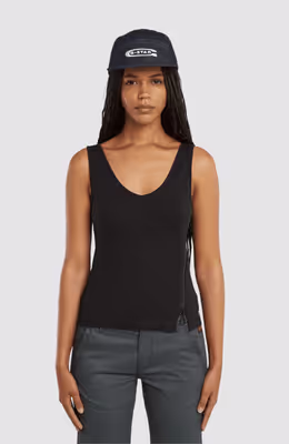 Asymmetrical Zip Slim Tank Top Wmn