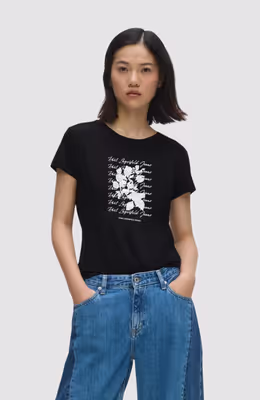 Klj Slim Tee Flocked Floral