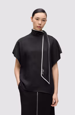 Linen Blend Piping Blouse