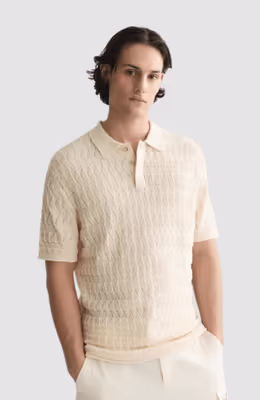 Pointelle knitted regular fit polo