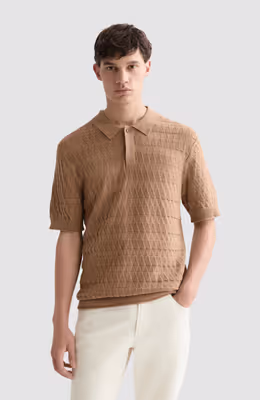 Pointelle knitted regular fit polo