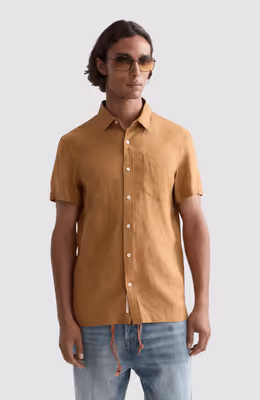 Seasonal core linen regular-fit short sleeve shirt