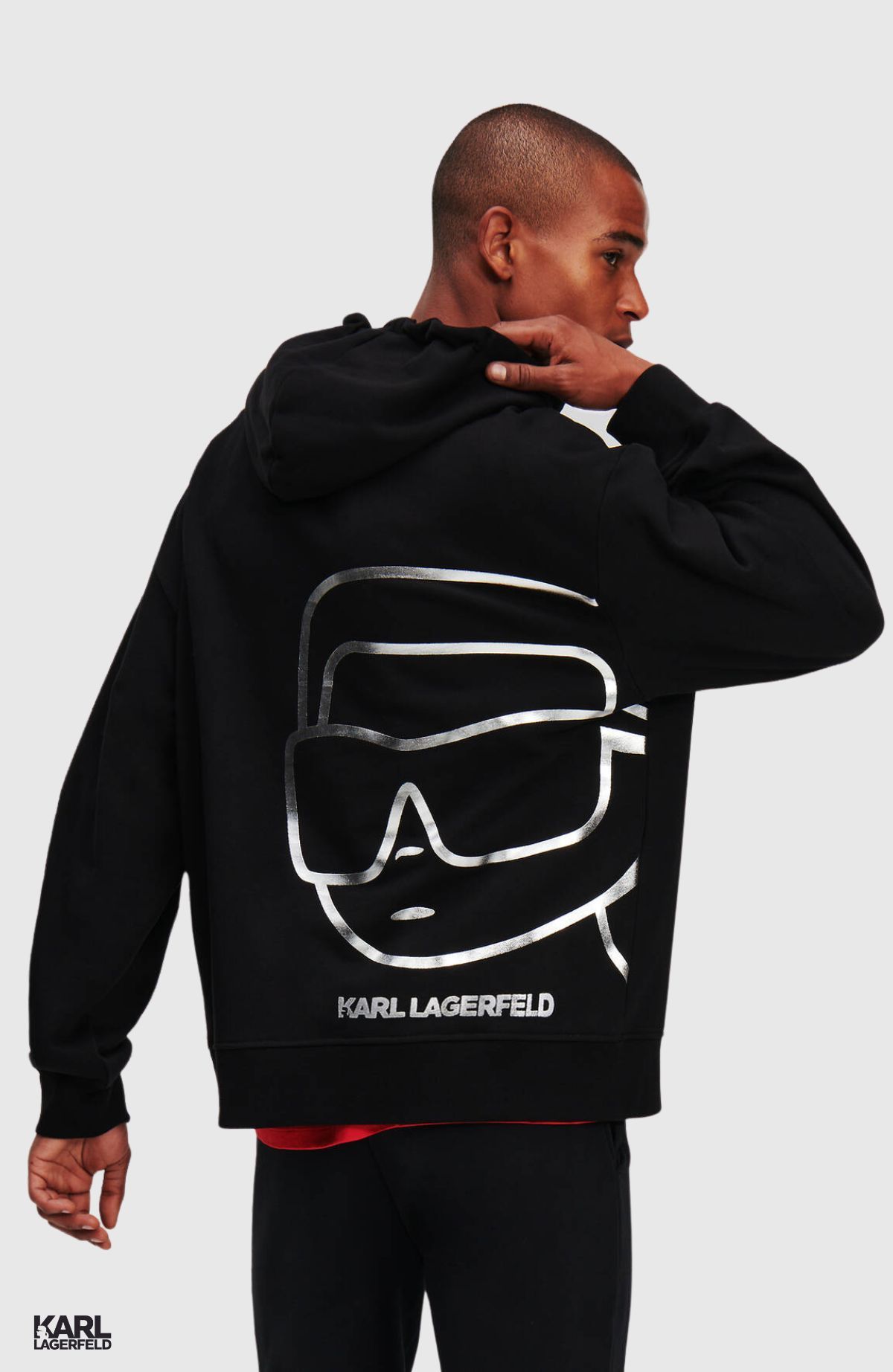 Ikonik Karl Lagerfeld Kapuzenpulli Men Red IKONIK Metallic Hoodie