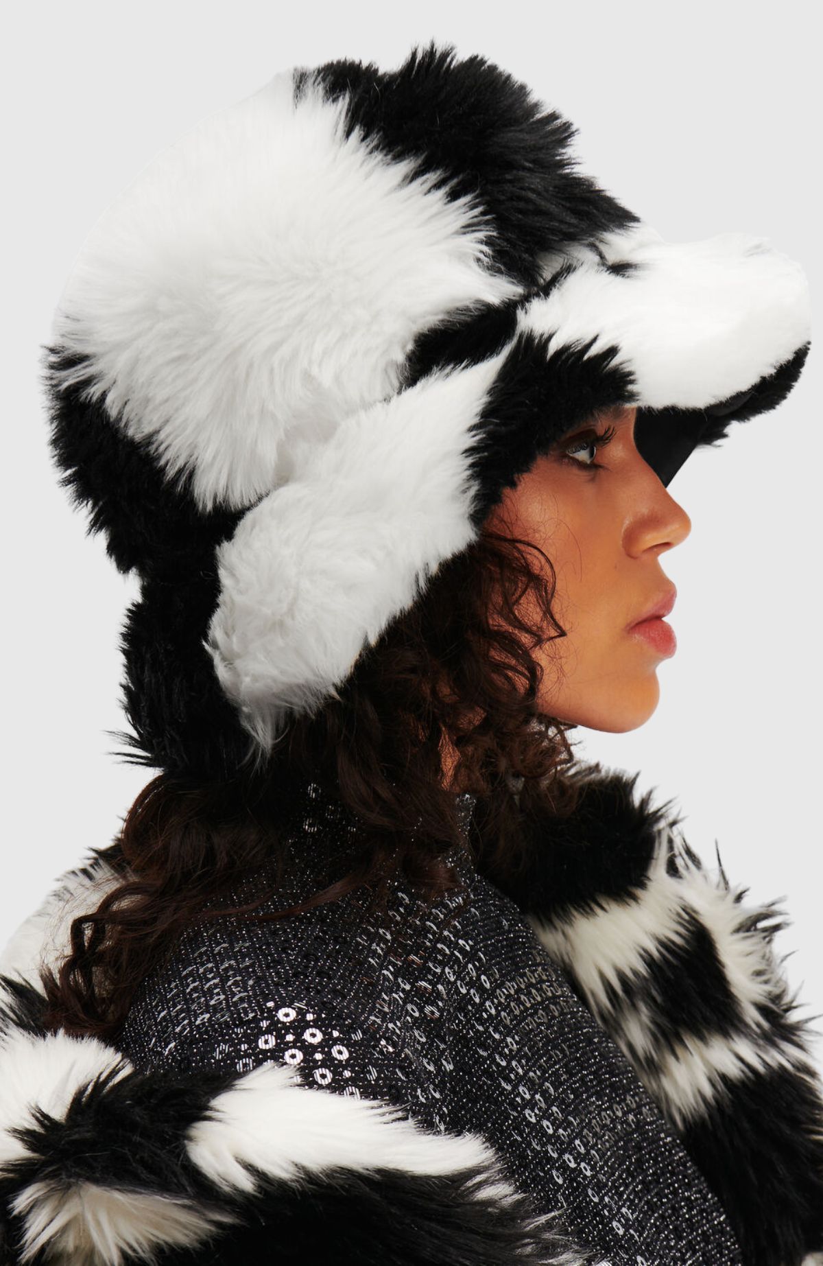 K/Check Faux Fur Buckethat