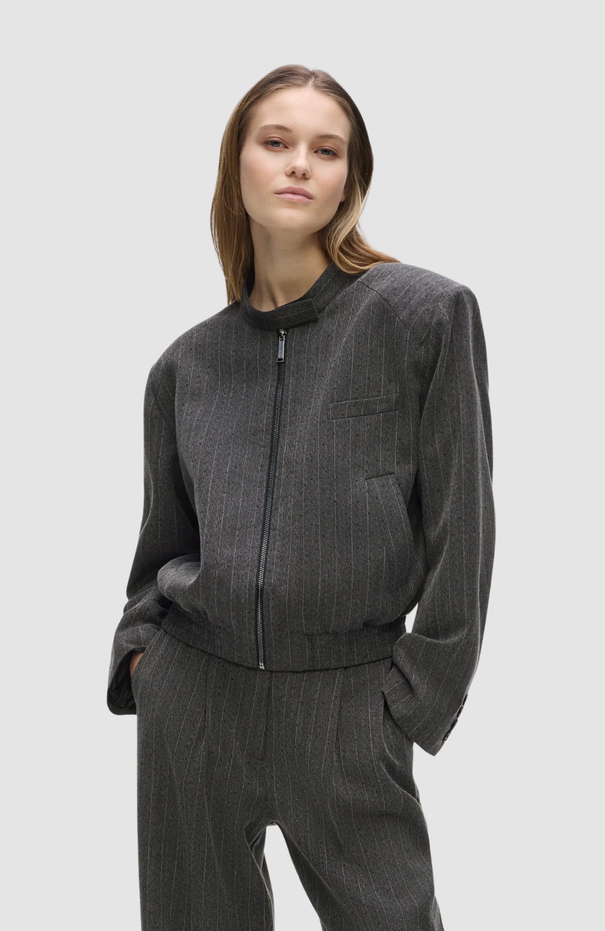 Pinstripe Tailored Bomber