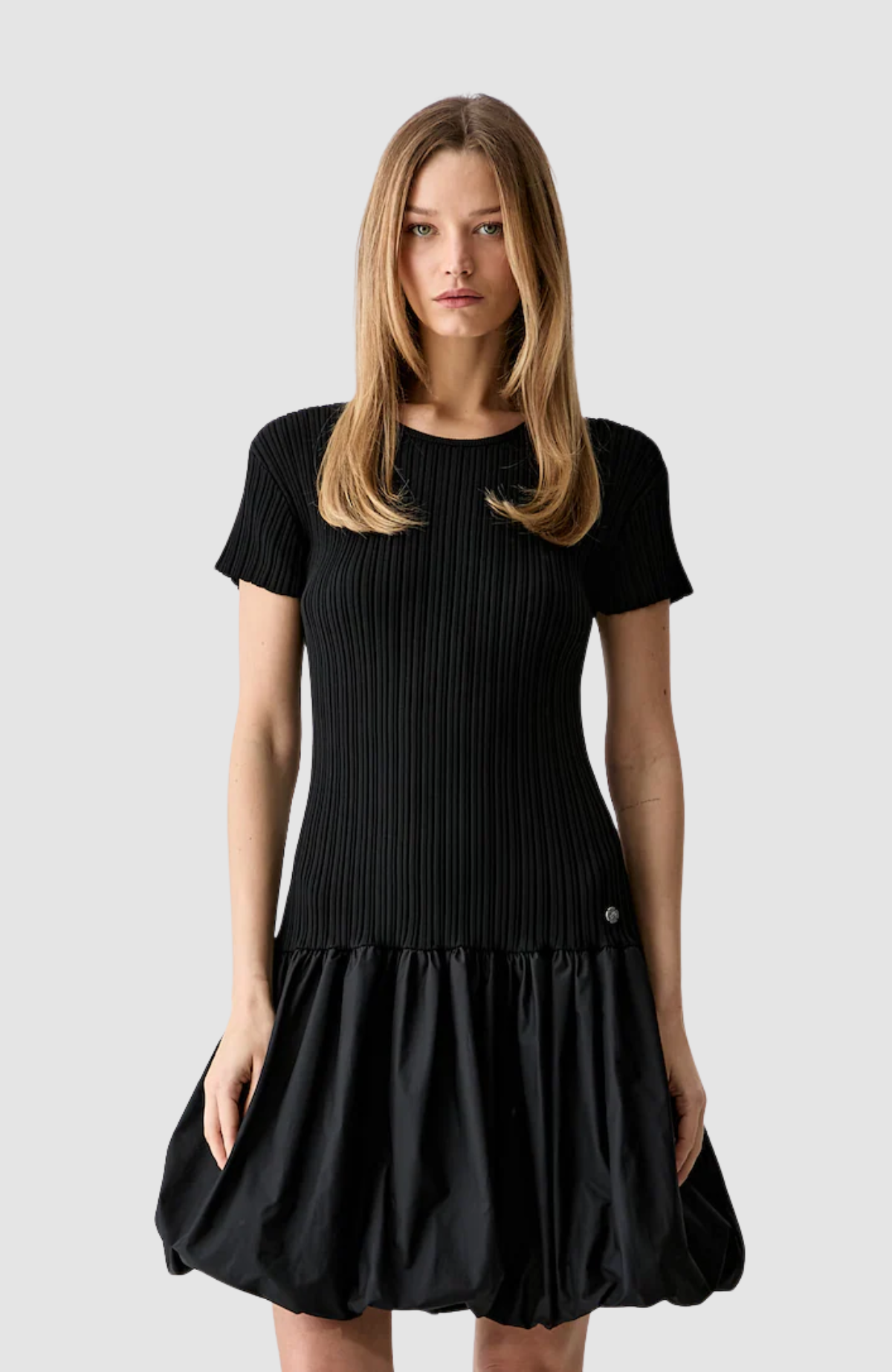 Fabric Mix Balloon Dress