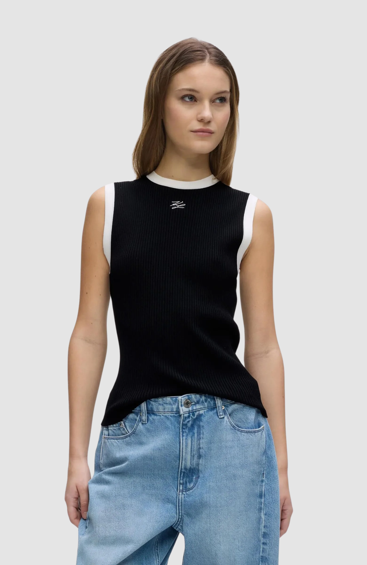 Contrast Knit Tank Top