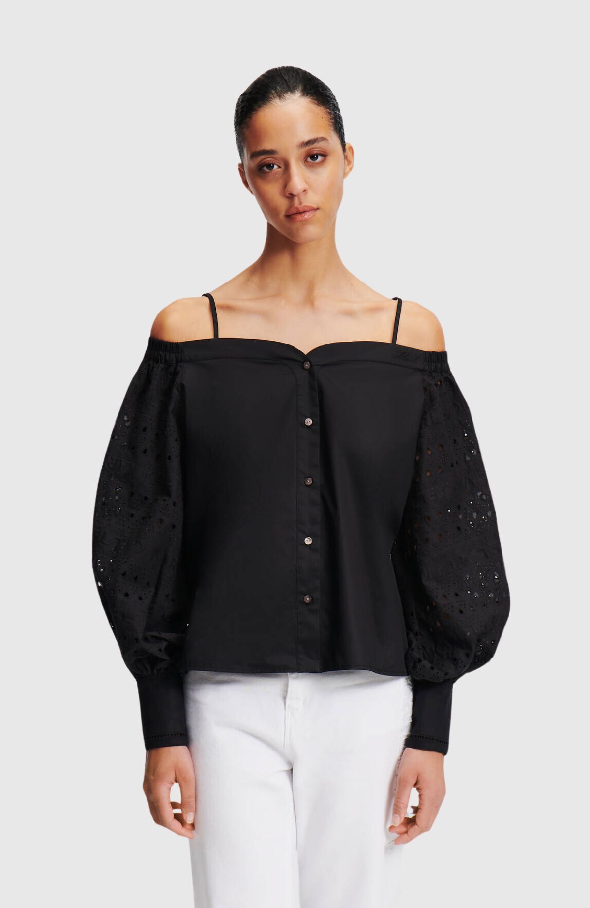 Off Shoulder Embroidery Top