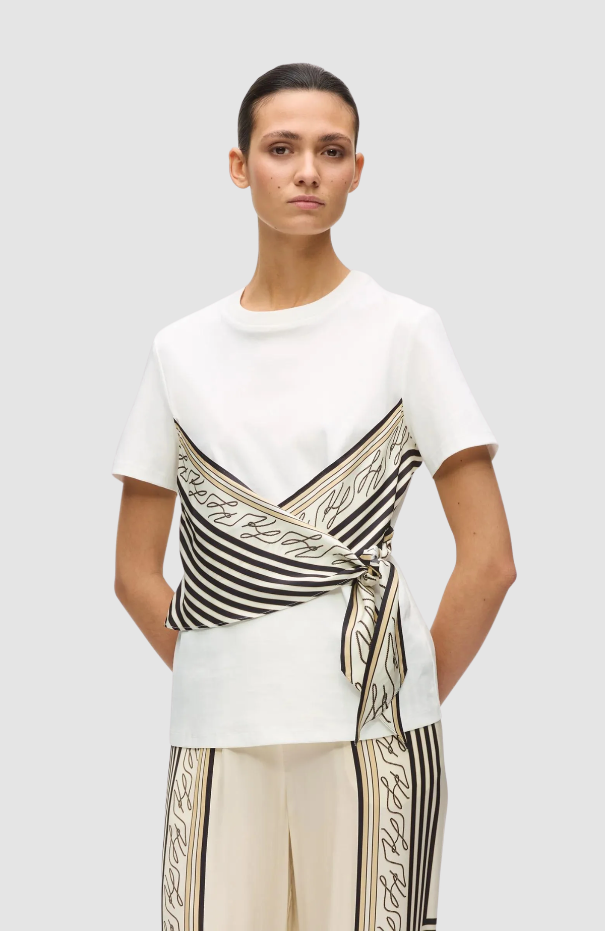 Scarf Print Detail T-Shirt