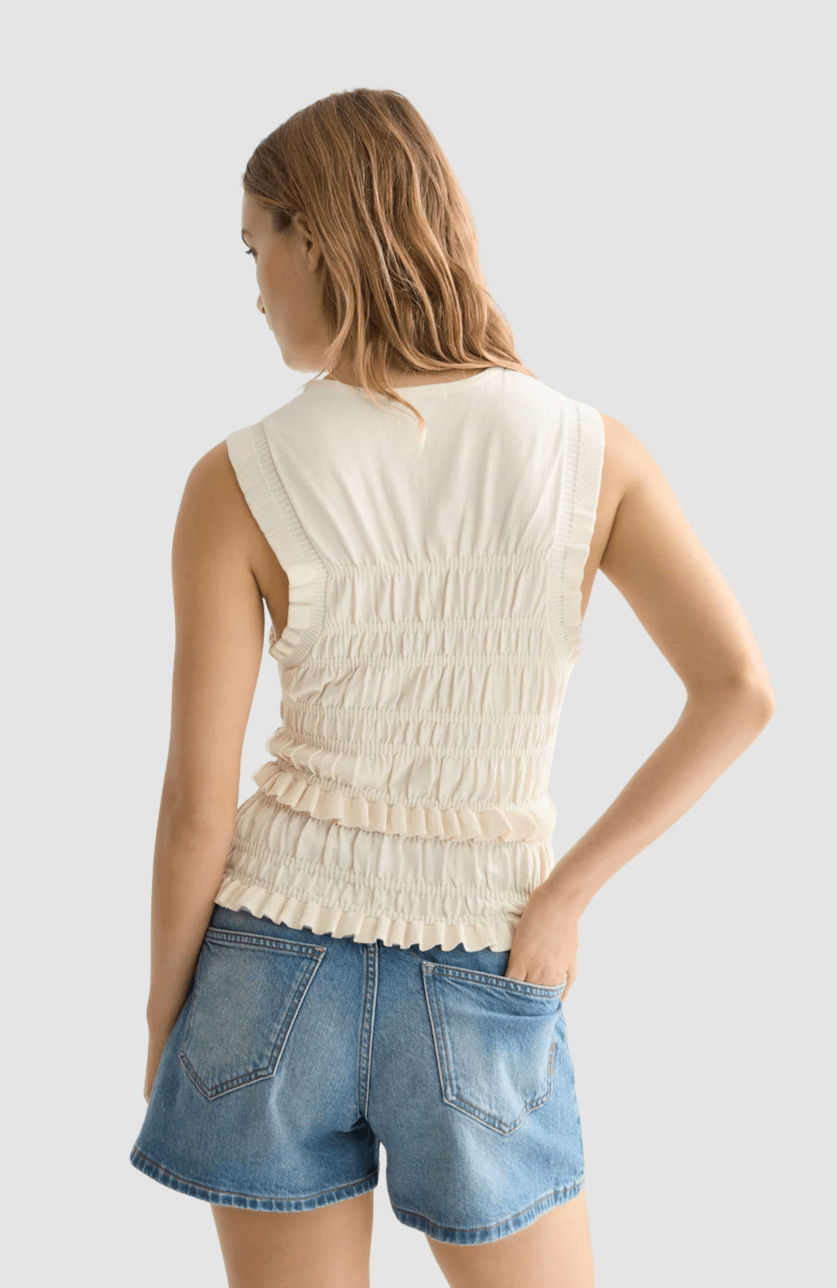 Smock stitch knitted tank