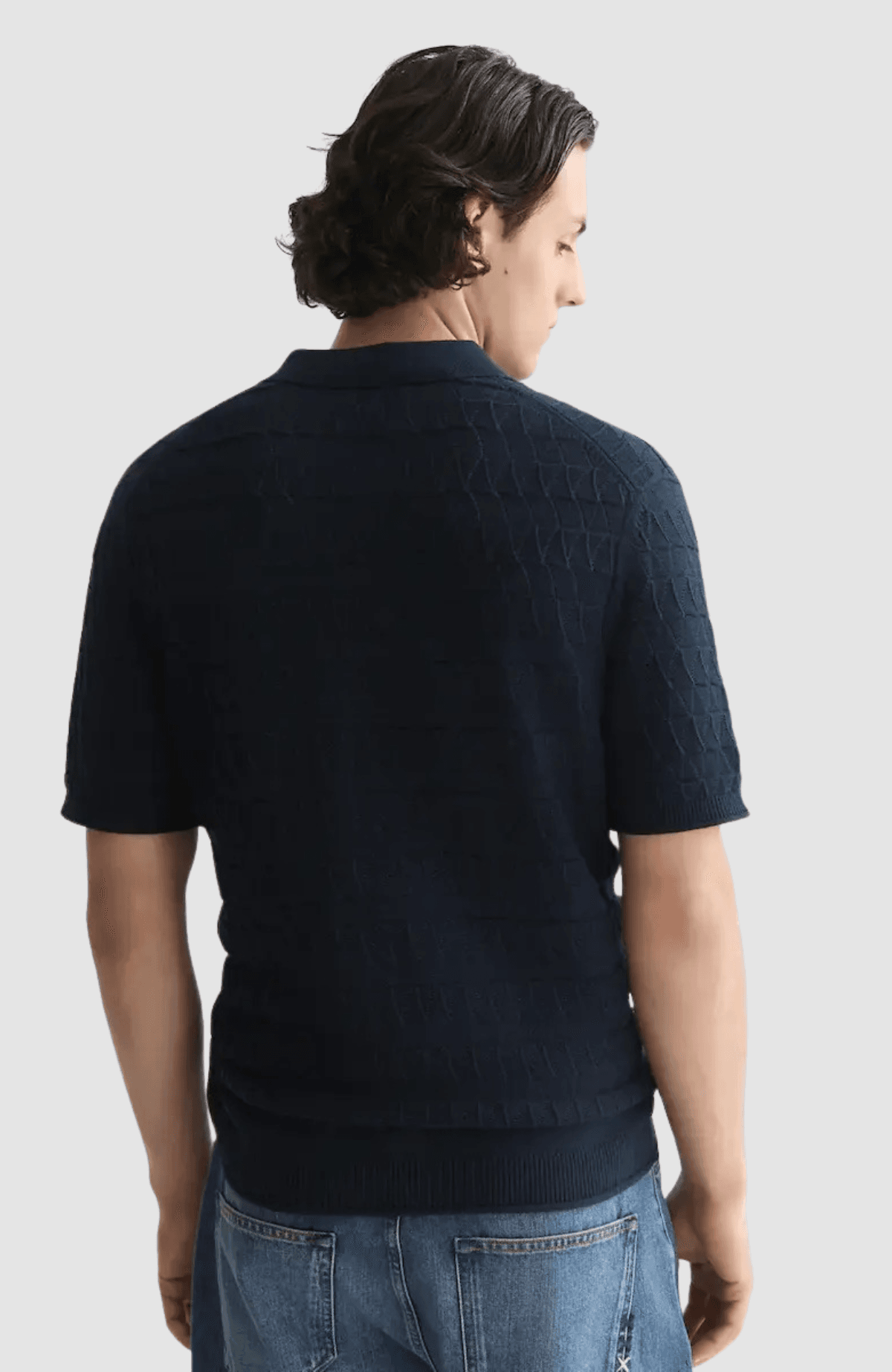 Pointelle knitted regular fit polo