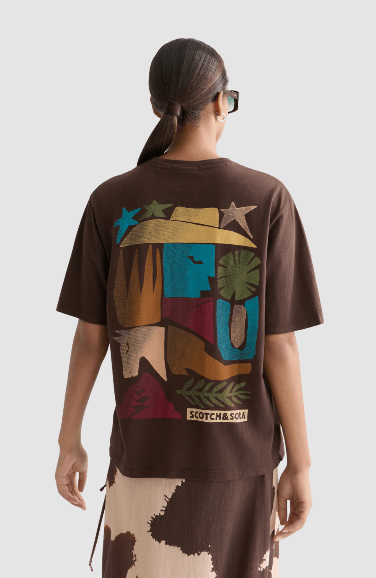 Front back artwork loose-fit T-shirt