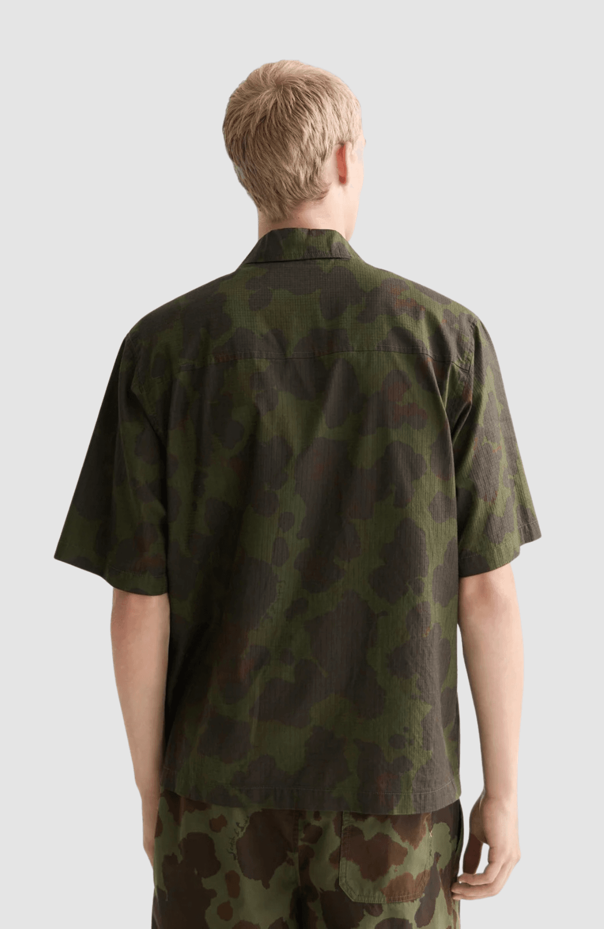 Printed cotton ripstop relaxedfit shortsleeved shirt