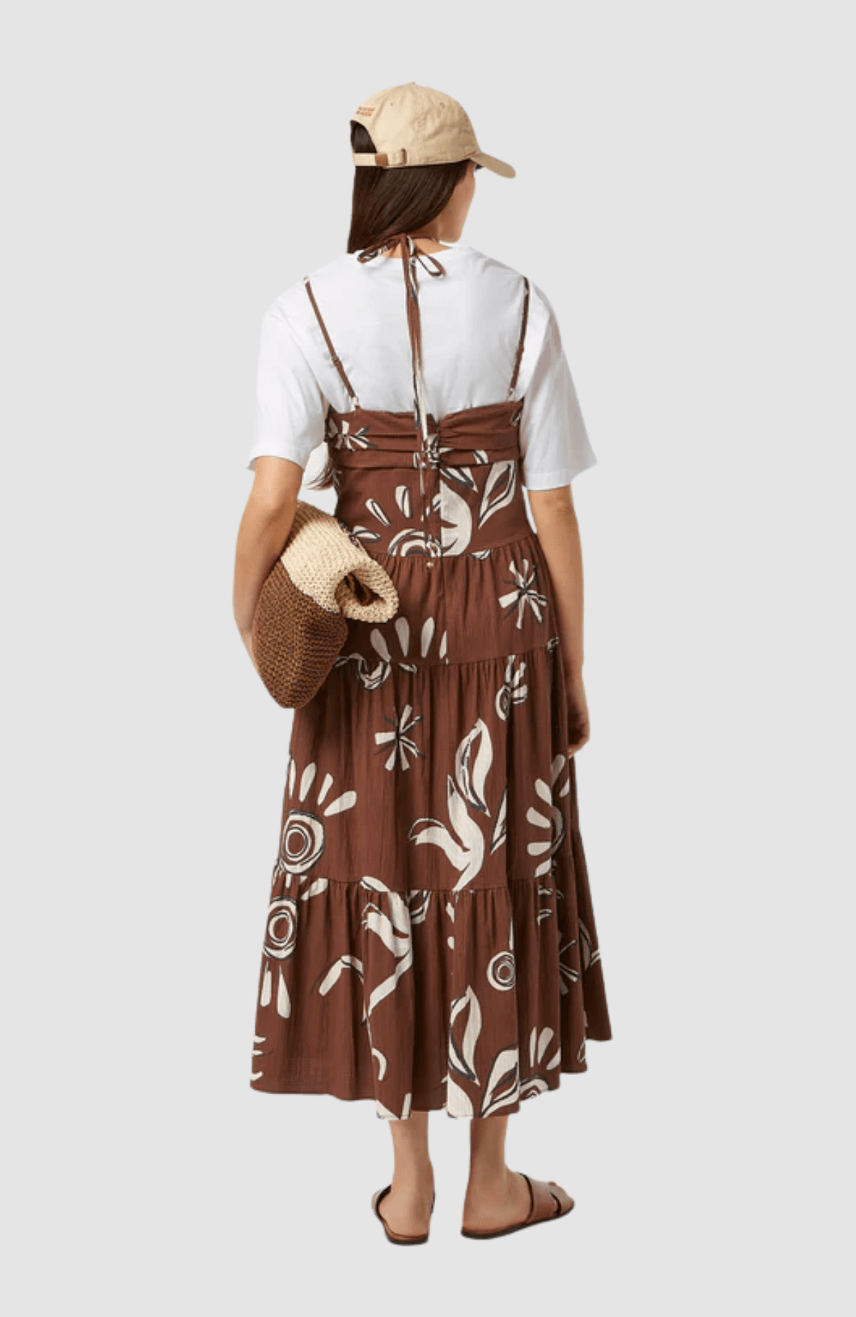 Cotton seersucker midi dress
