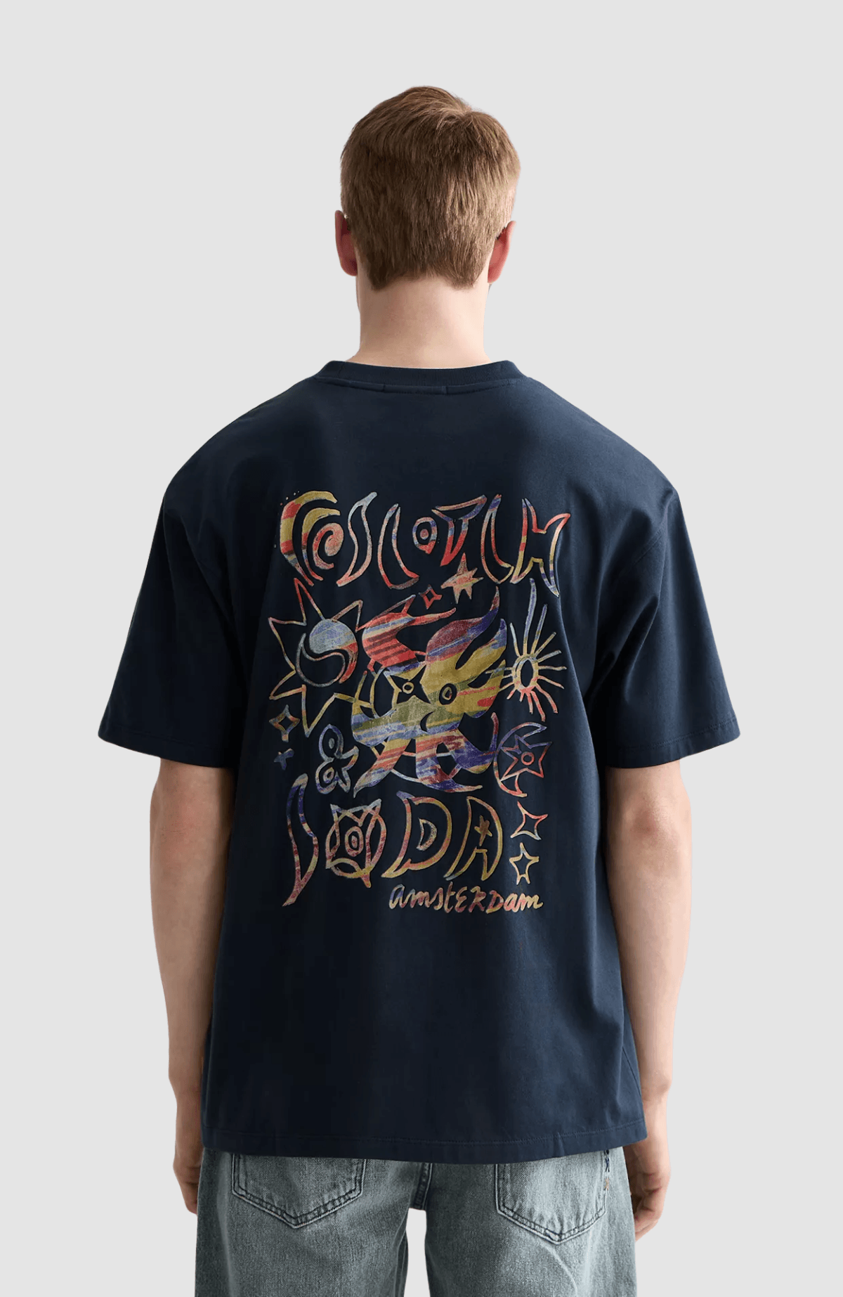 Front and back artwork relaxed-fit T-shirt