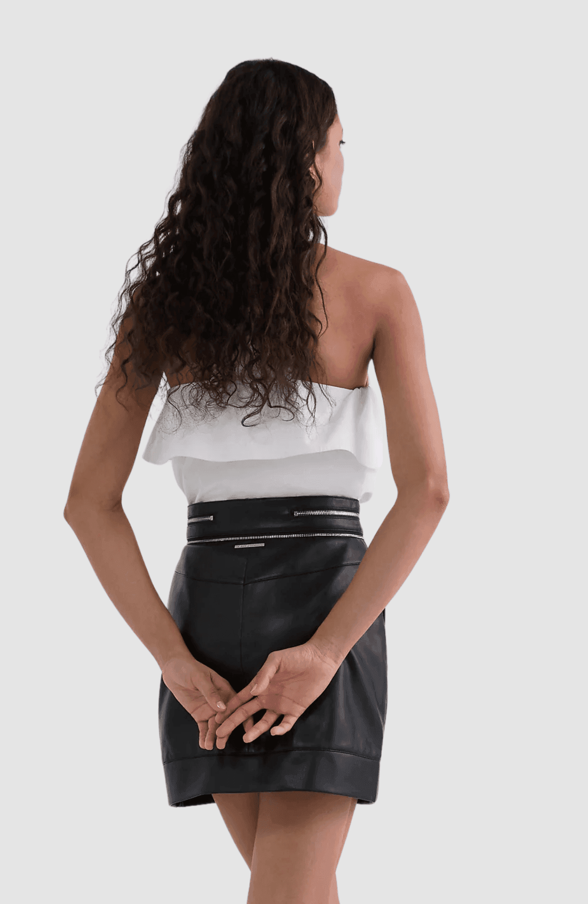 Faux Leather Zip Skirt