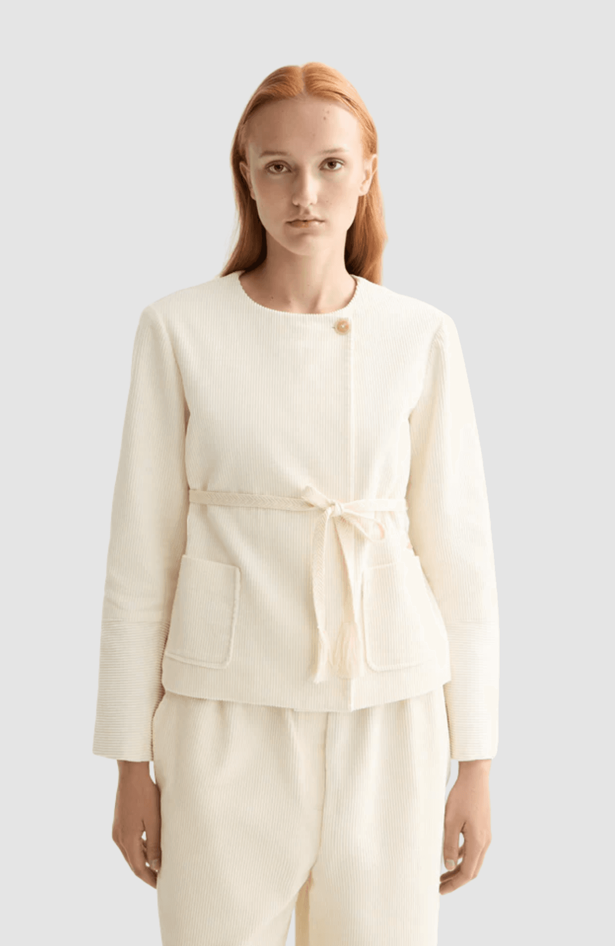 Relaxed collarless jacket