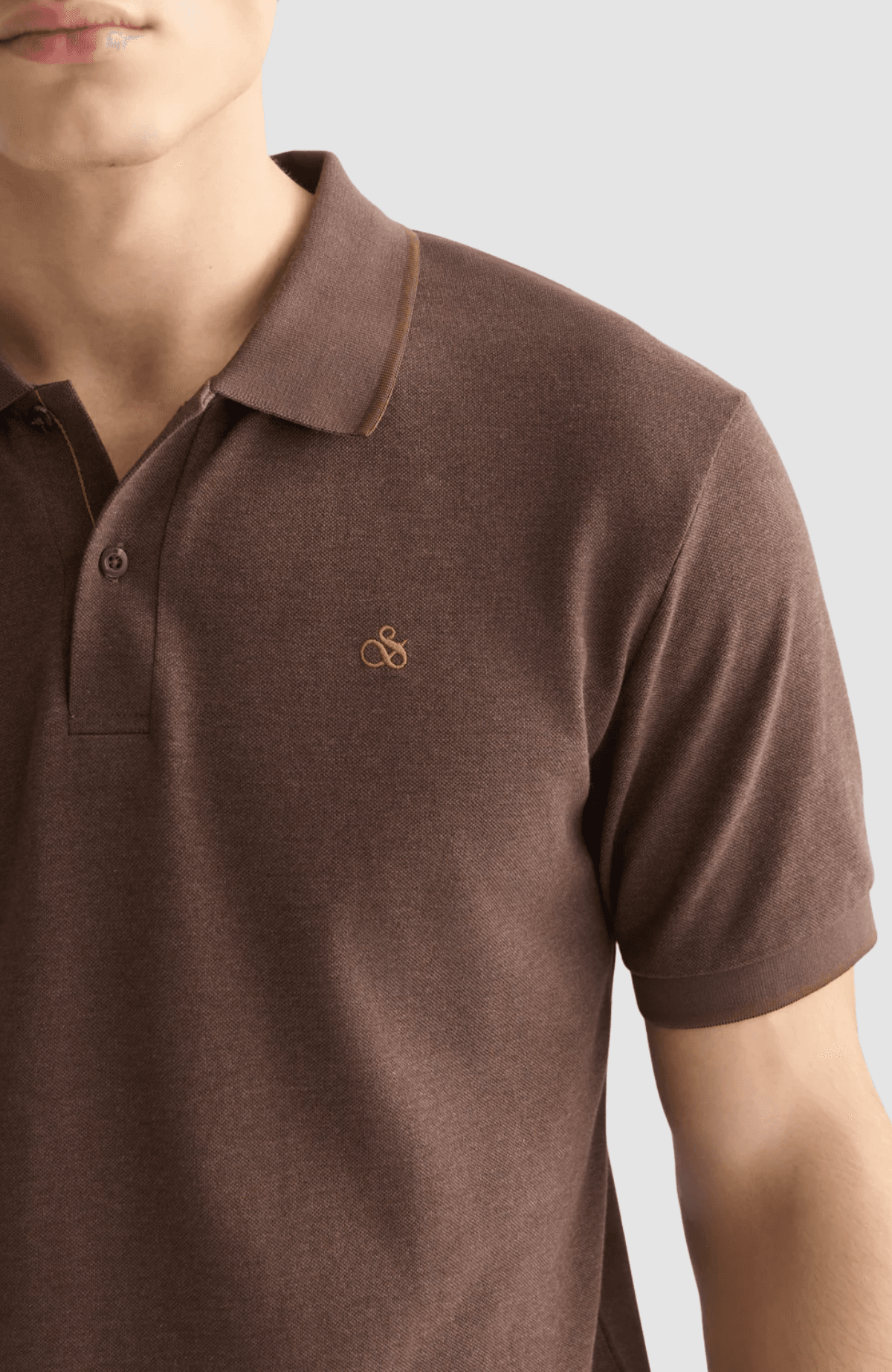 Melange chest logo regularfit polo