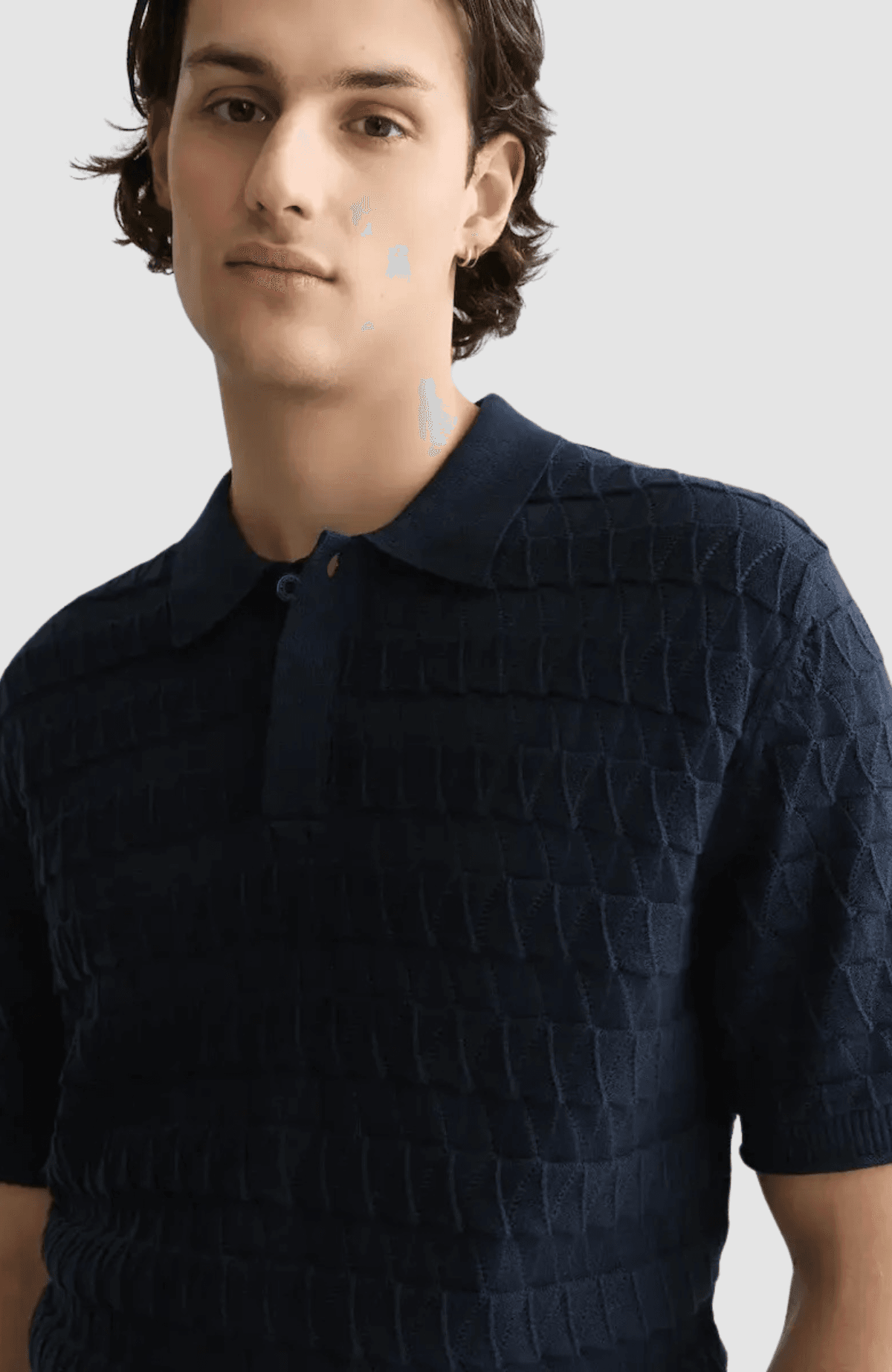 Pointelle knitted regular fit polo