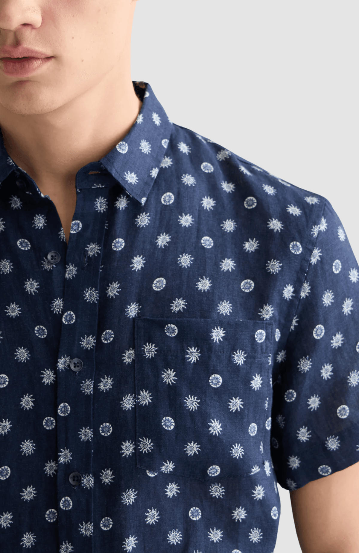 Printed linen regularfit shortsleeved shirt