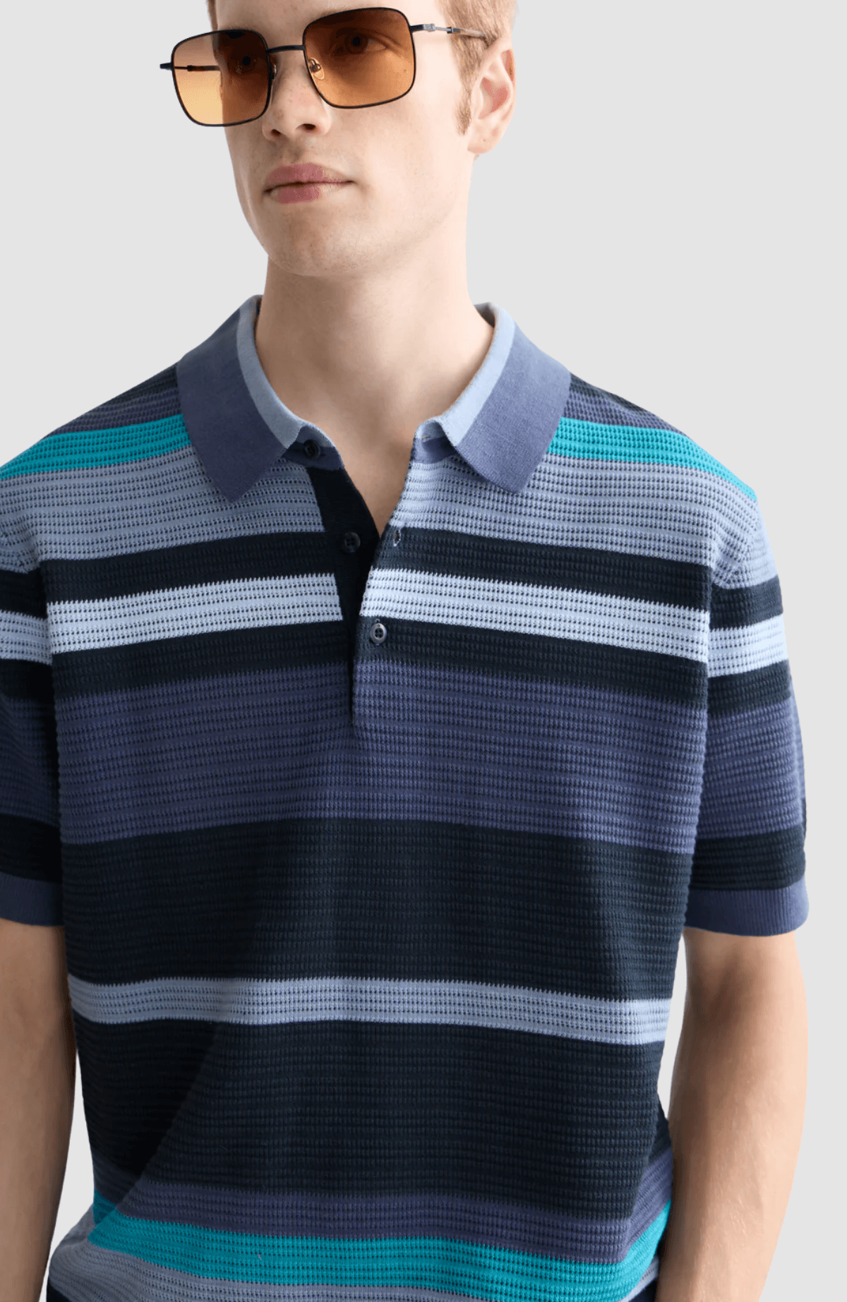 Knitted striped regular-fit polo