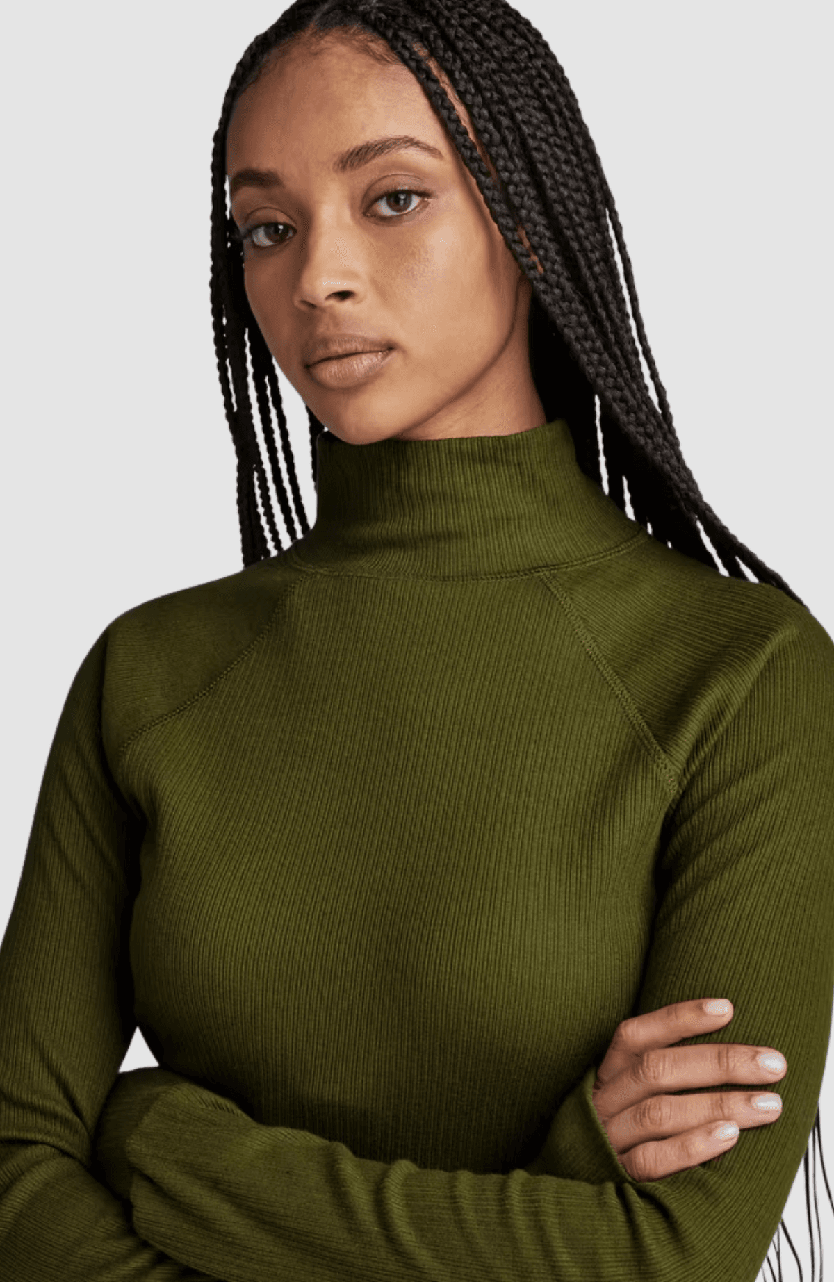 Slim rib mock l\s wmn