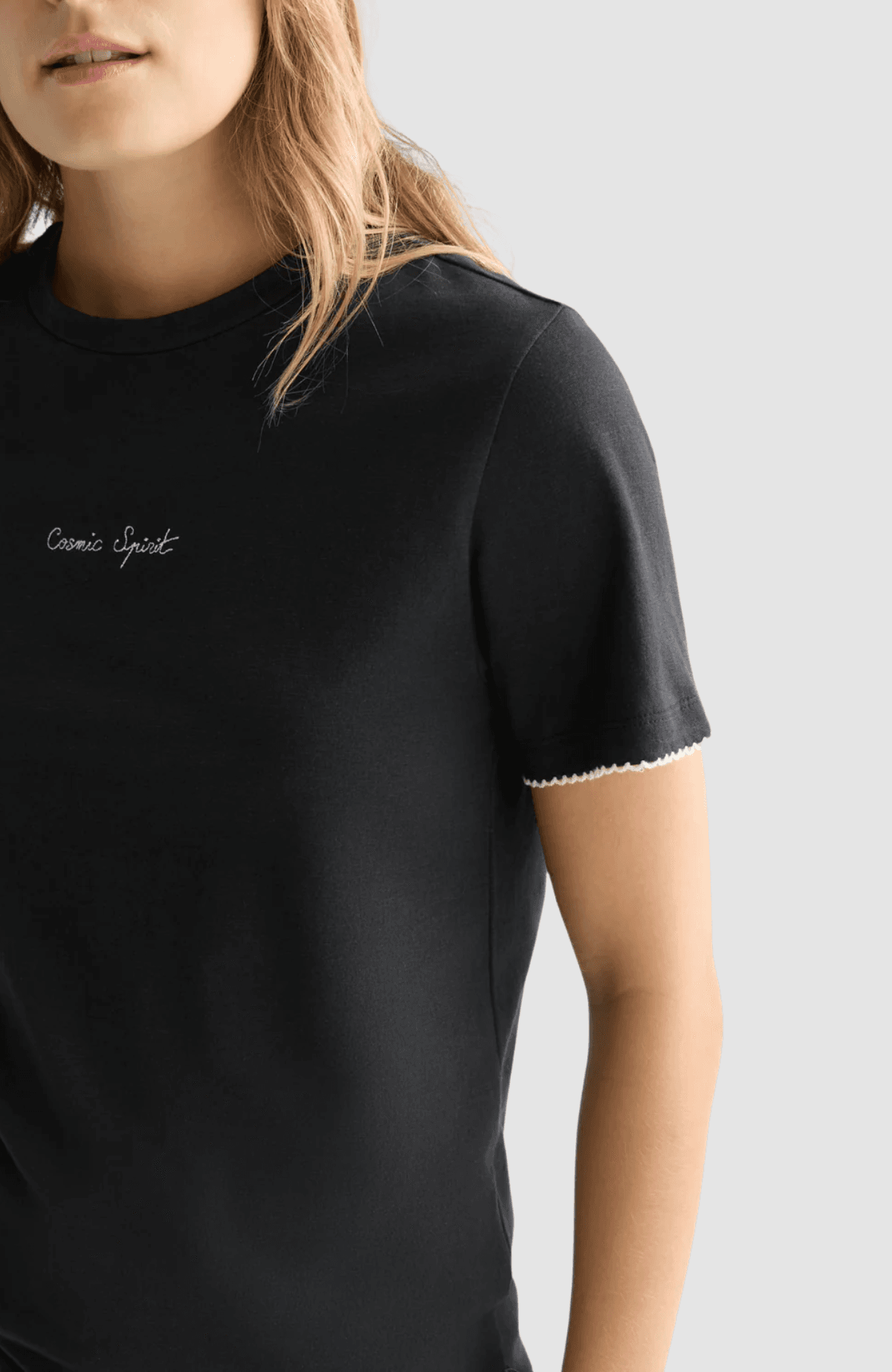 Embroidered slub regular-fit T-shirt