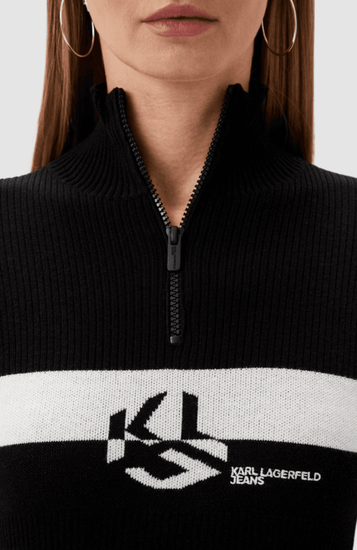 KLJ Half Zip Stripe Knit Dress