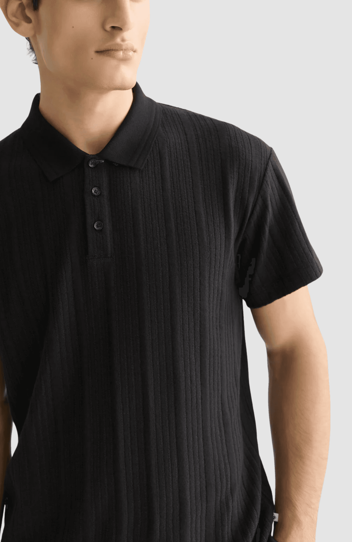 Structured ribbed relaxedfit polo