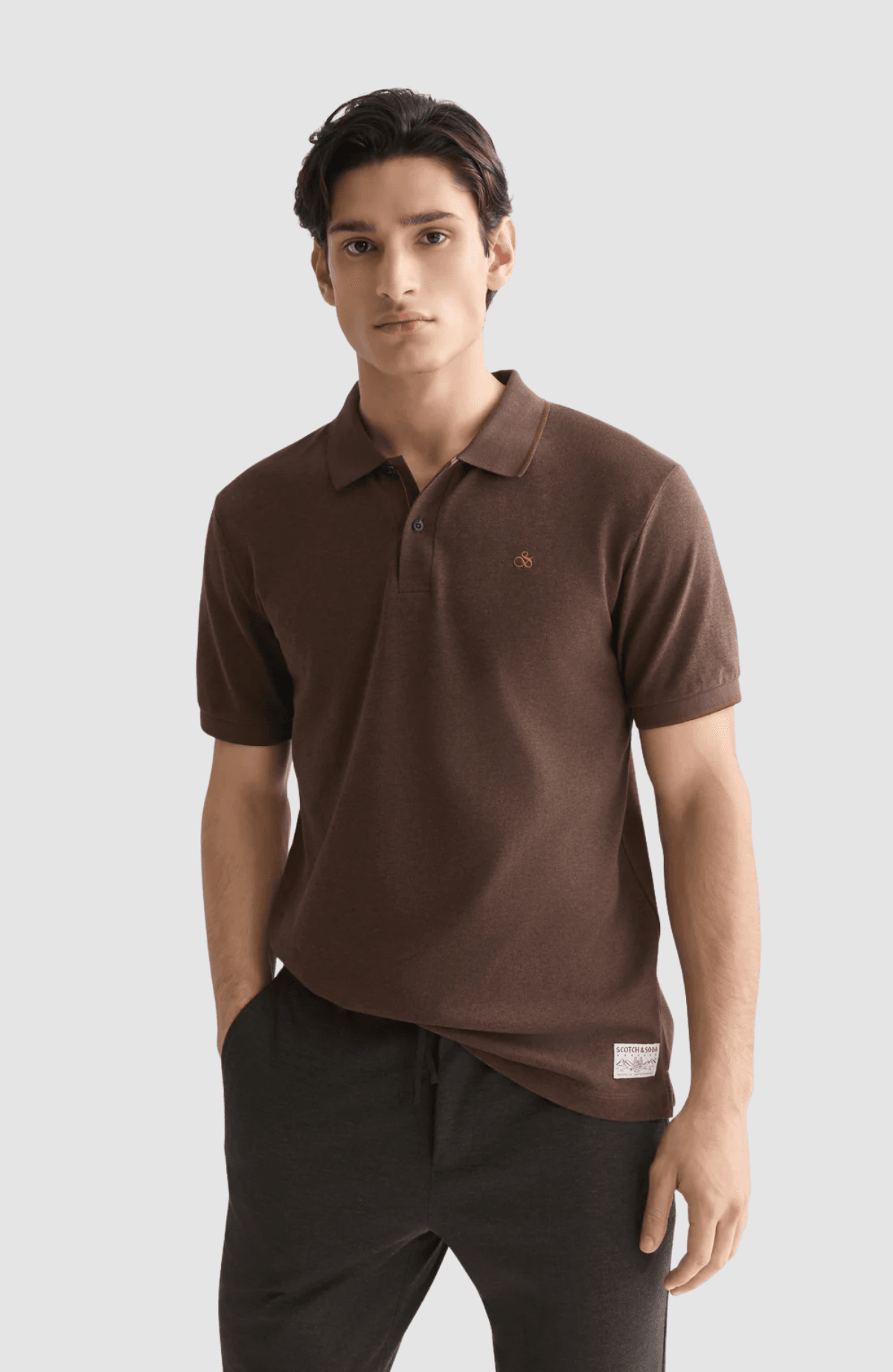 Melange chest logo regularfit polo