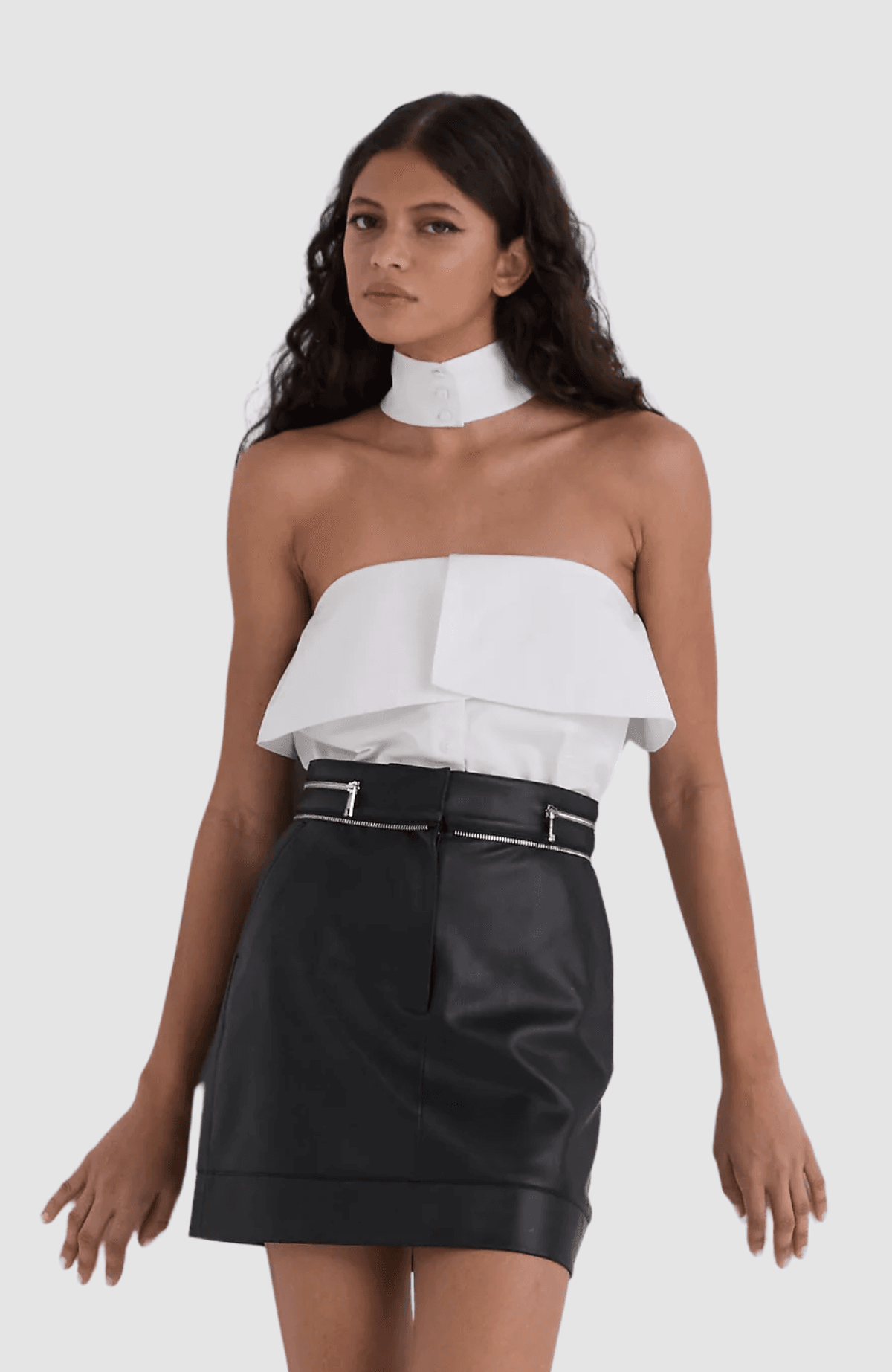 Faux Leather Zip Skirt