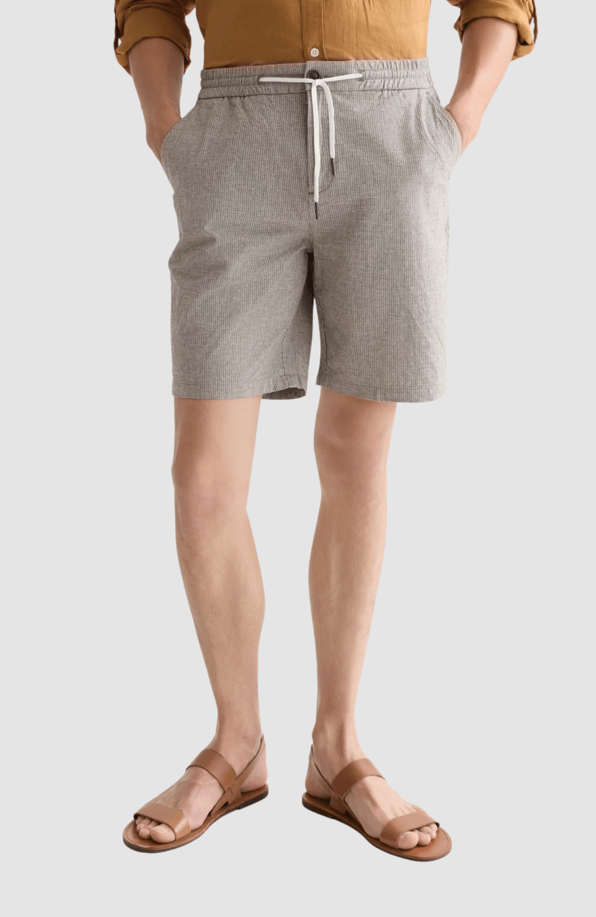Fave cottonlinen yarndyed regularfit bermuda shorts