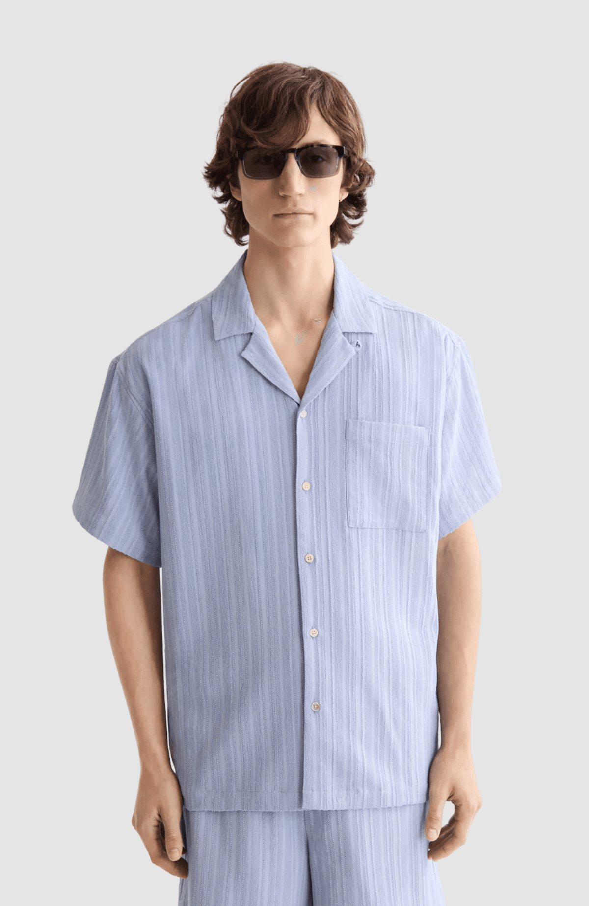 Tonal-Striped Short-Sleeved Shirt