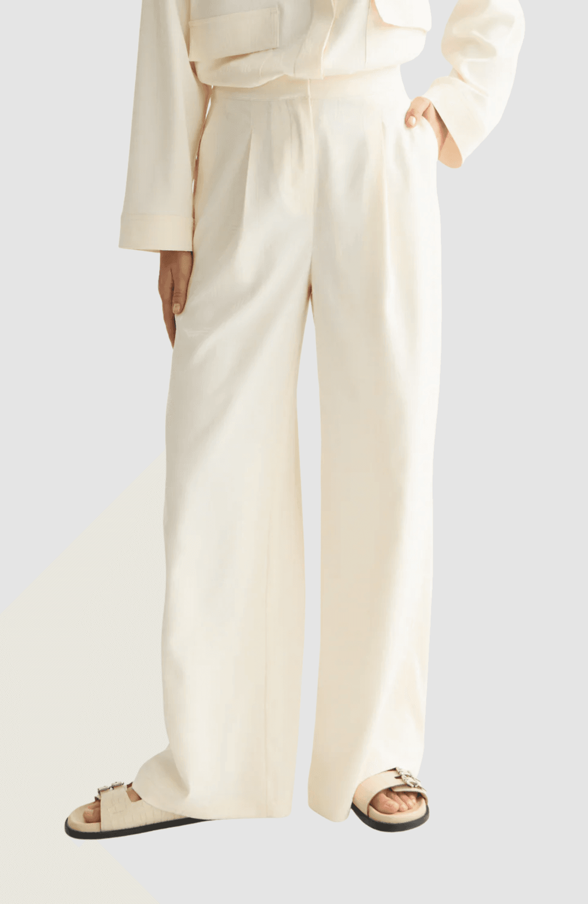Eleni - Jaquard high rise wide leg pyjama pants
