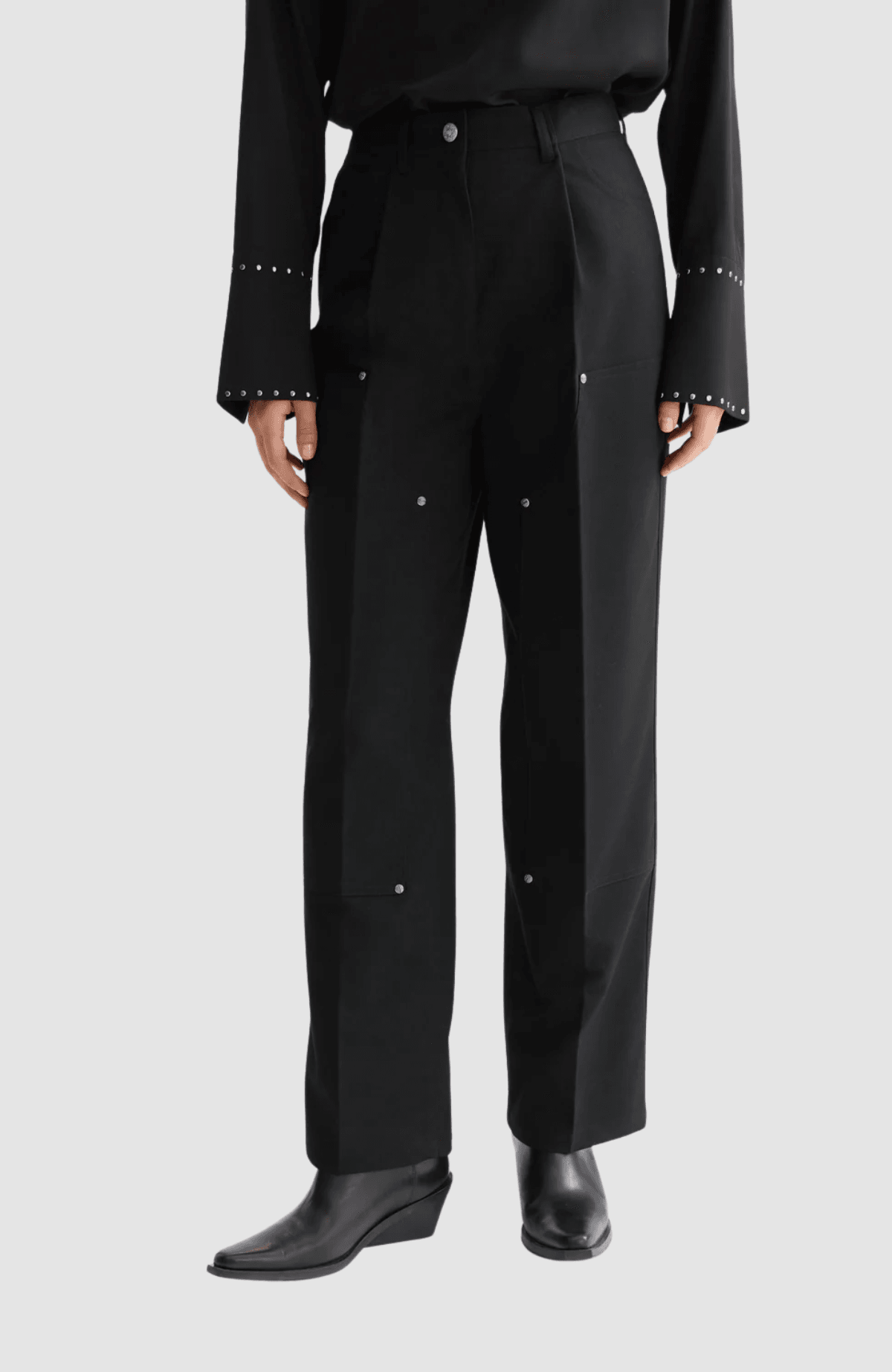 Raine - Studded high rise wide leg pants