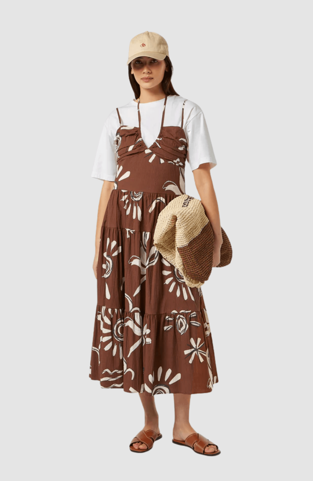 Cotton seersucker midi dress