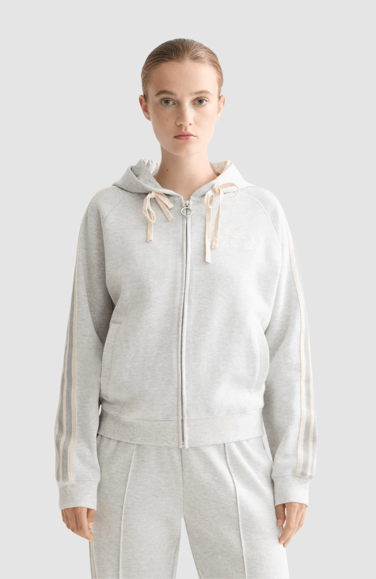 Zip through interlock hoodie