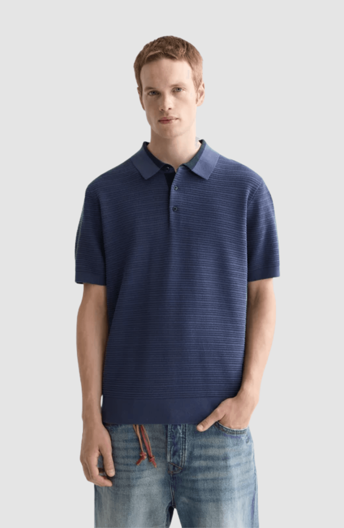 Structured knitted regular-fit polo