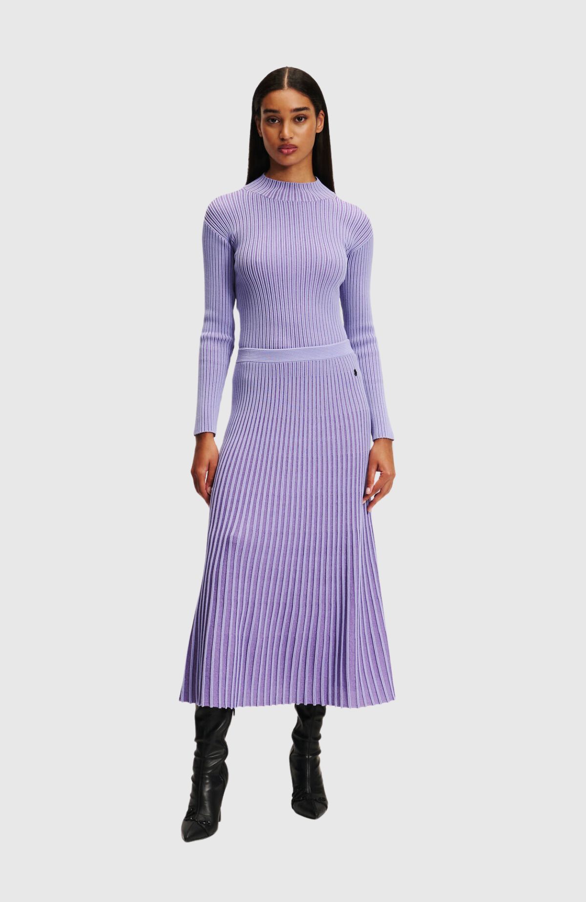 Pleated Lurex Knit Skirt