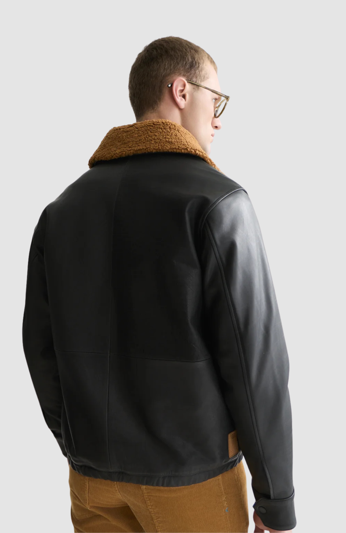 Leather sherpa lined jacket